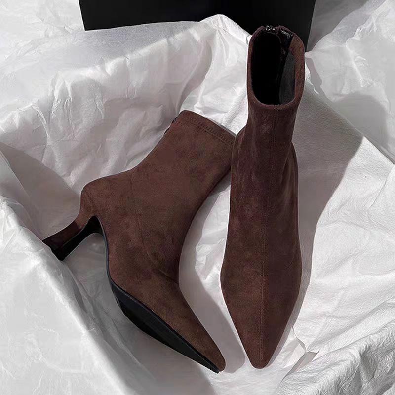 Fashion Women Ankle Boots High Heels Fashion Elegant Shoes for Woman Pointed Toe Designer Pumps Winter 2025 New Luxury Sexy Mujer Botas