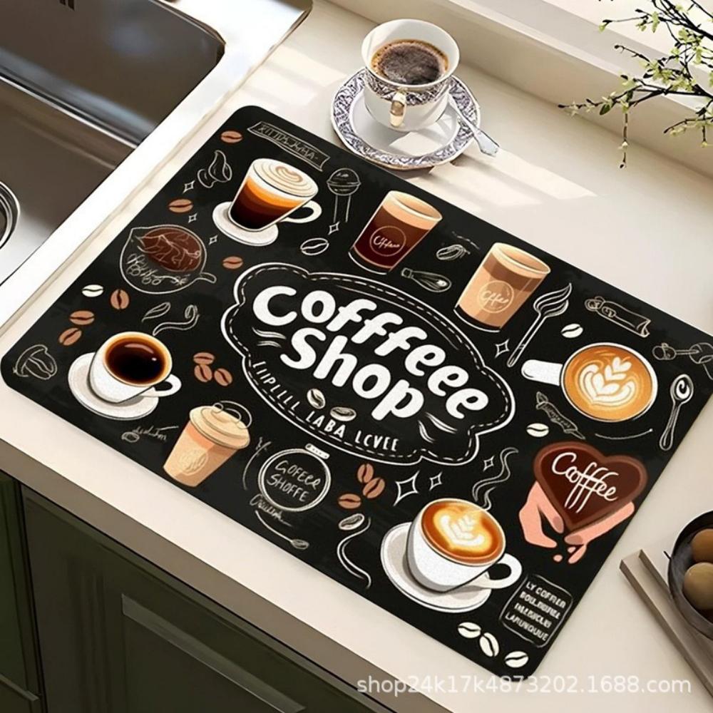 Kaffee Wasser Tasse Kieselgur Geschirr Matte Schnelltrocknend Rutschfest Abtropfmatte für Geschirr Arbeitsfläche Dekor Kaffeemaschine Geschirr Pad