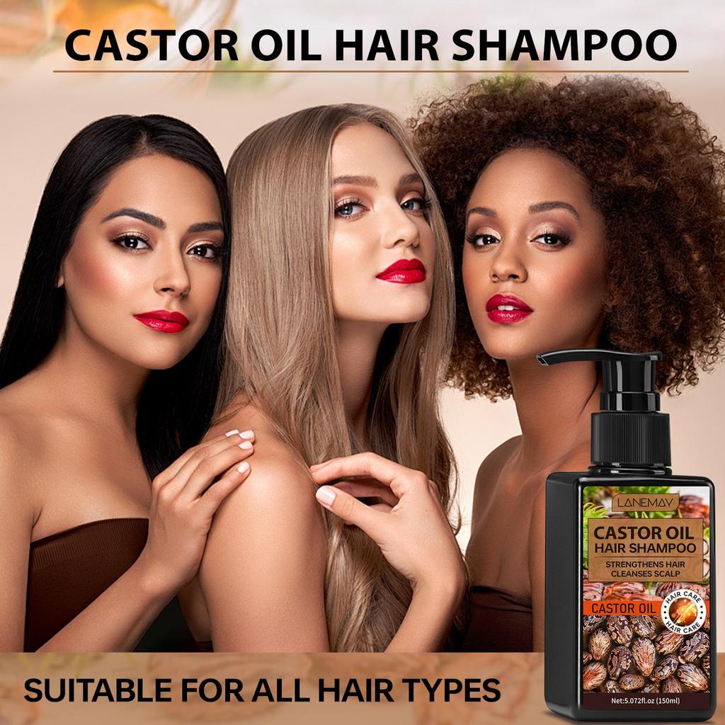 Castor Oil Hair Shampoo-Strengthens Hair, Improve Scalp Health-Make Hair Pliable And Shiny-Suitable For All Hair Types, 150ml