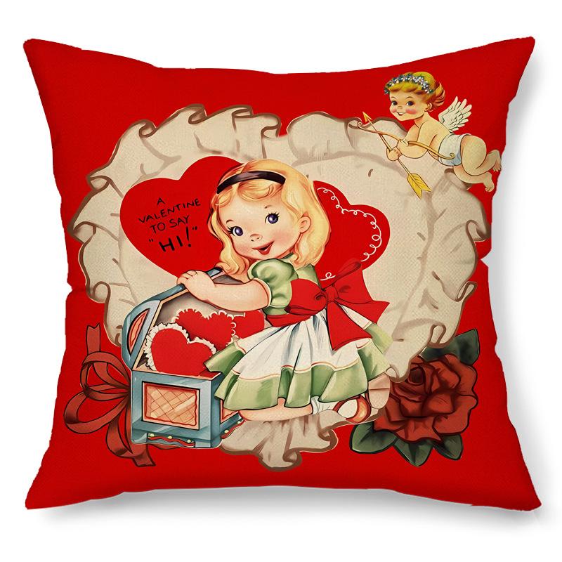 

Valentine s Day Pillow Cover Red Heart Puppy Retro Pillow Cover Decoration for Sofa Bedroom Living Room Cushion Cover 45 * 45Cm (excluding pillow core)