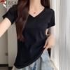 Women's V-Neck Slim Fit Cotton Short Sleeve T-Shirt