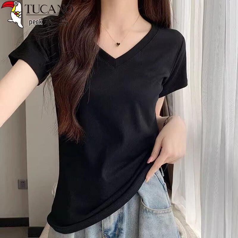Women's V-Neck Slim Fit Cotton Short Sleeve T-Shirt