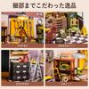 ROBOTIME Miniature Miniature Dollhouse Model Garage with Illustrated Officially Model House with LED DIY Handmade Wooden Interior Time for Kids and