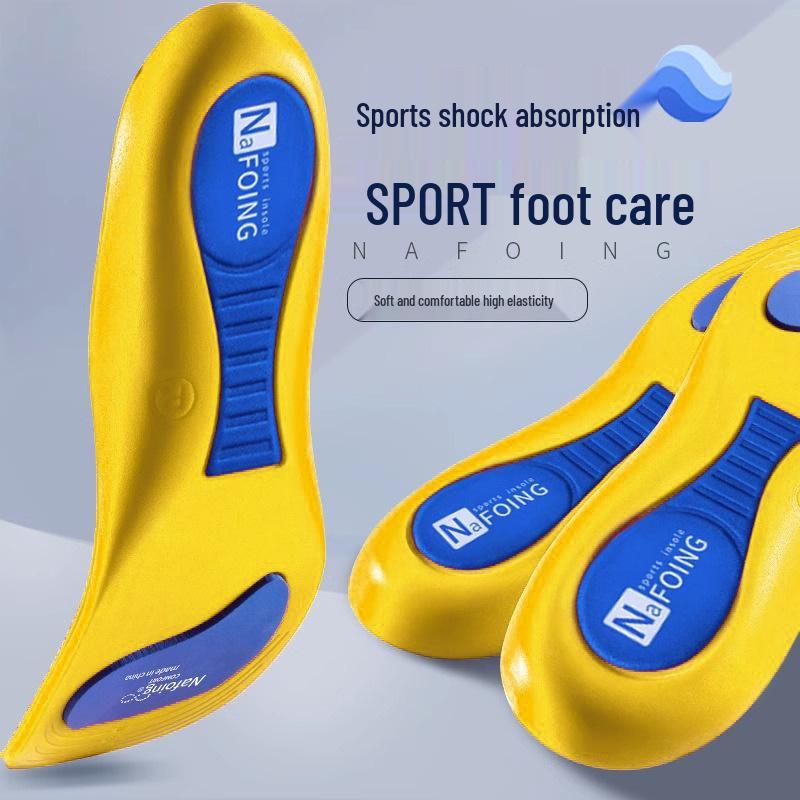 Men's Shock-Absorbing Summer Sports Insoles for Flat Arches - Soft, Sweat-Absorbing Full Pad with Heel Support.