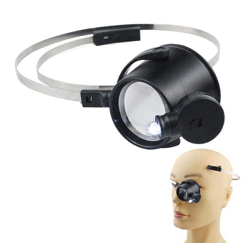 Head Mounted 15X Repair Magnifier With Led Lamp Adjustable Repair Watch Jewelry Tool Magnifier Watchmaker Tools Accessories