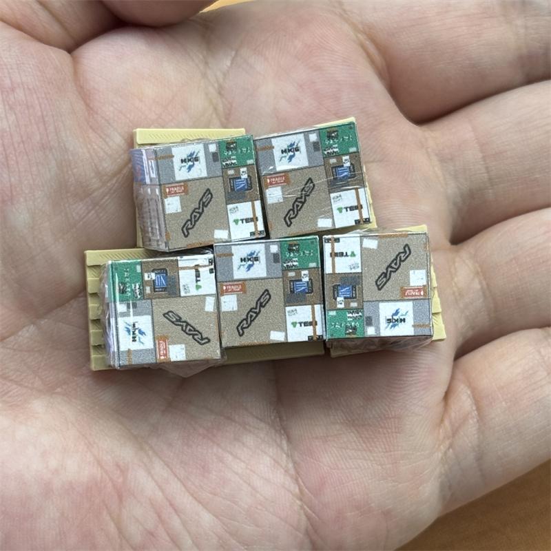 

5 шт. Модели коробок для автомобилей масштаба 1/64 на поддоне для гаражной диорамы, креативный пластиковый миниатюрный модельный набор, DIY хобби-коллекция