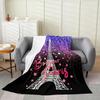 Glitter Print Eiffel Tower Plush Throw Blanket Teal Blue All Season Bed Blanket Paris Flannel Fleece Throw x Inches