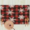 New Christmas Table Mats Holiday Dining Placemats for Xmas Table Decor Snowflake Table Runner Waterproof Festive Accessories