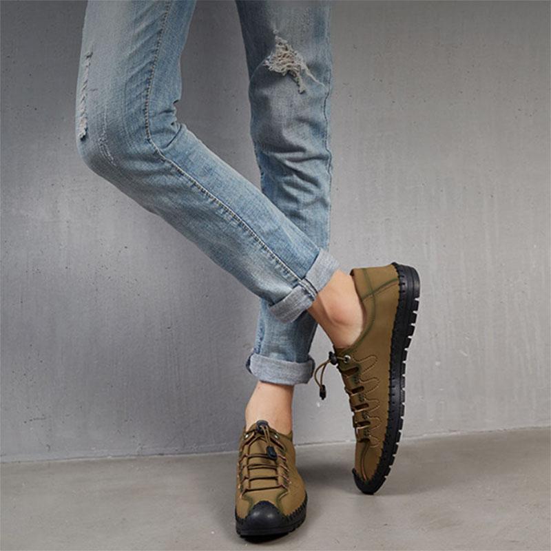 Pánské boty z hovězí kůže Prodyšné Protiskluzové Odolné proti opotřebení Řidičské boty Vysoce kvalitní Ručně šité Trendy Univerzální Sportovní boty na pedály