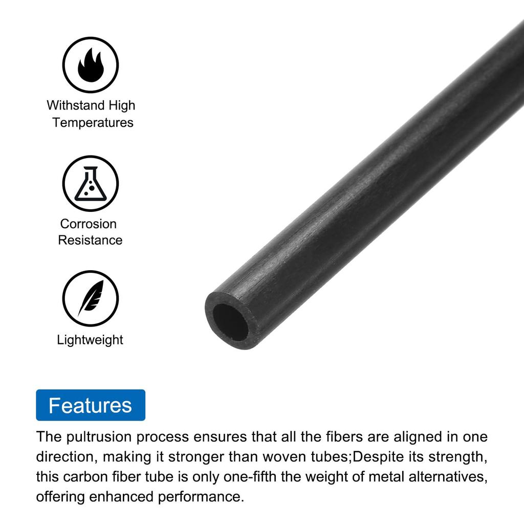 Uxcell 8-Piece Carbon Fiber Tube Set, 3 X 5 X 200mm, Pultruded Carbon Fiber Tubing for RC Airplanes, Kite Wings, and Quadcopter Arms