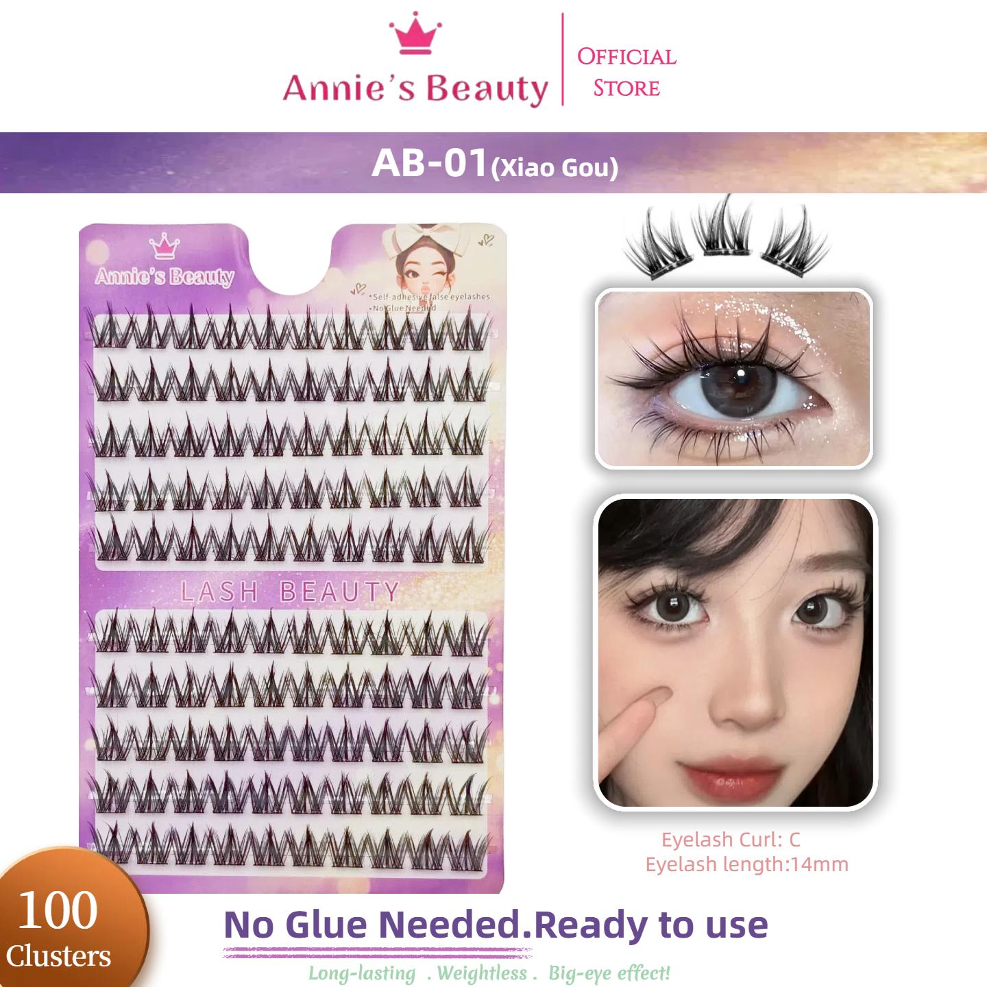 

100-240 Пучковые самоклеящиеся накладные ресницы, без клея, 11-16 мм, C+ изгиб, многоразовые, долговечные, водостойкие, ветроустойчивые, ленивые одинарные пучковые ресницы AB-1
