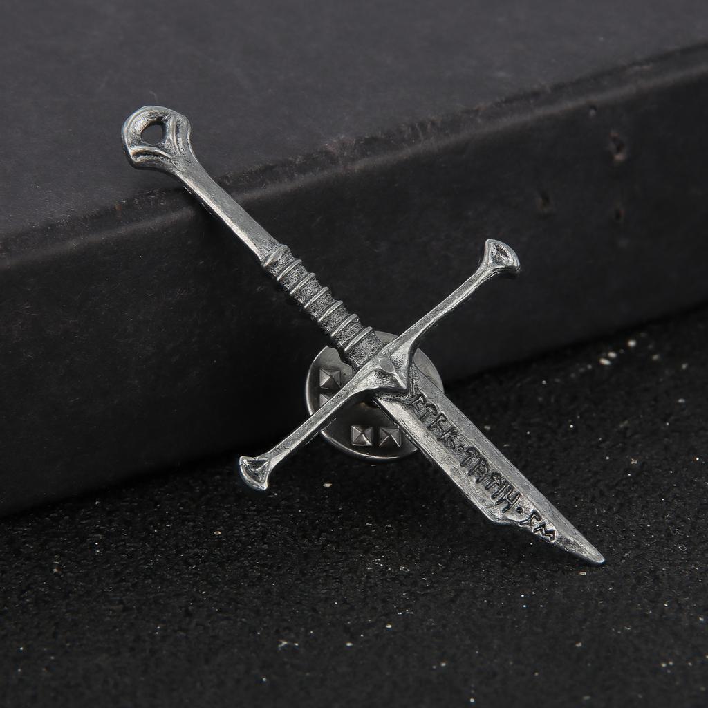 Broken Sword Shaped Brooch Badge, Unisex Personalized Retro Style Jewelry Accessory, Daily Dressing Decoration.