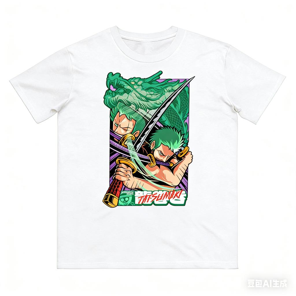 Anime One Piece Zoro Printed Pure Cotton Tshirt for Men and Women SpringSummer New Collection Fashion Short Sleeved Shirt