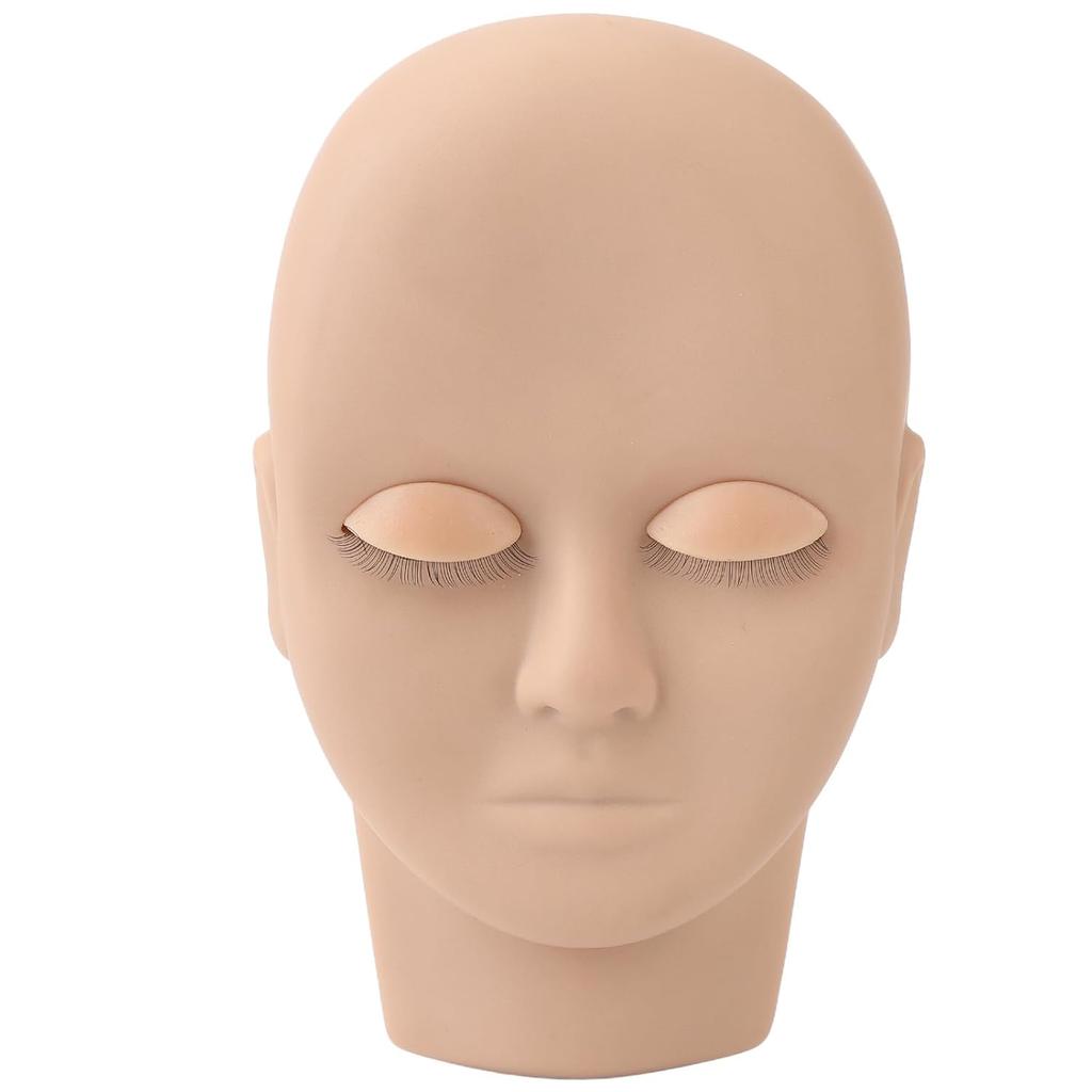 Lash Extension Practice Head with Removable Eyelids, 3D Realistic Facial Contour Mannequin for Eyelash Training, Soft Rubber Reusable Beauty Model,