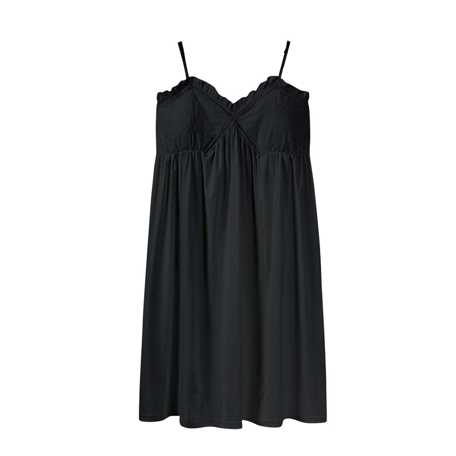 

HEWEAYTA Платье-комбинация с домашним платьем Легкое Свободного кроя для лета Чашки, - V-образный вырез, (Черный, 2XL) чёрный