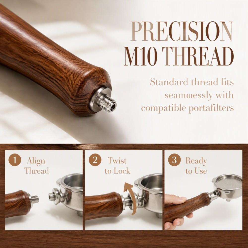 Brown Wooden Coffee Filter Handle M10 Thread Coffee Filter Handle for M10 Coffee Machine