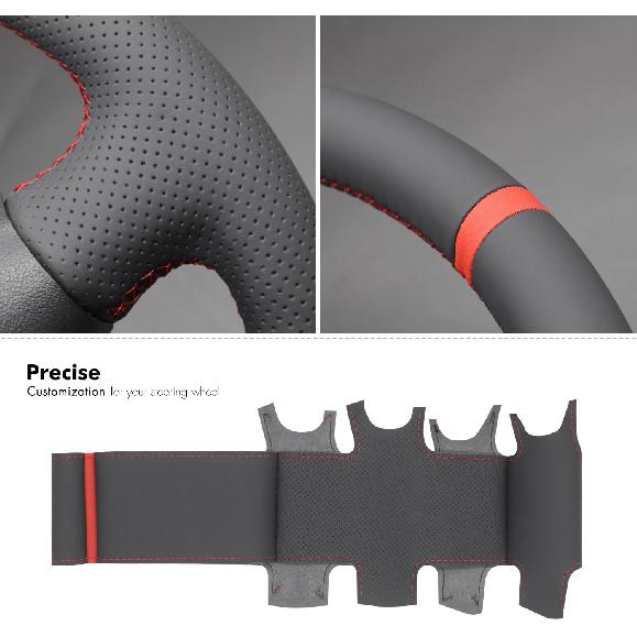 MEWANT Steering Wheel Cover for Chevy Corvette (C5) 1997-2004 Hand-Stitched Leather Car Steering Wrap