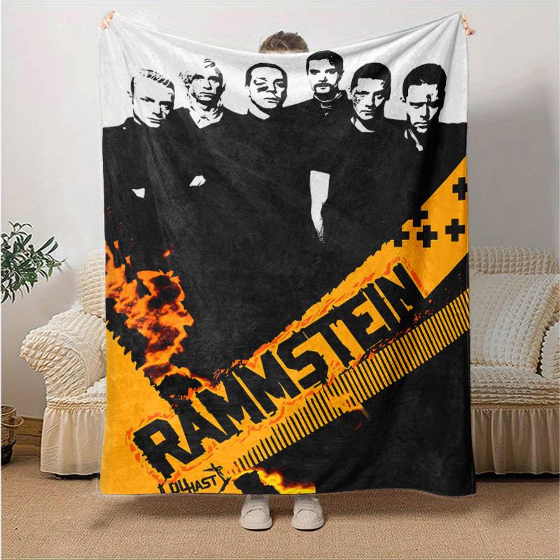1pc Rammstein-Inspired Home Decor: Cozy Flannel Blanket, Perfect Gift for Bedroom, Living Room, Travel, Camping, Car, Beach, Office Naps, Ideal Sofa T