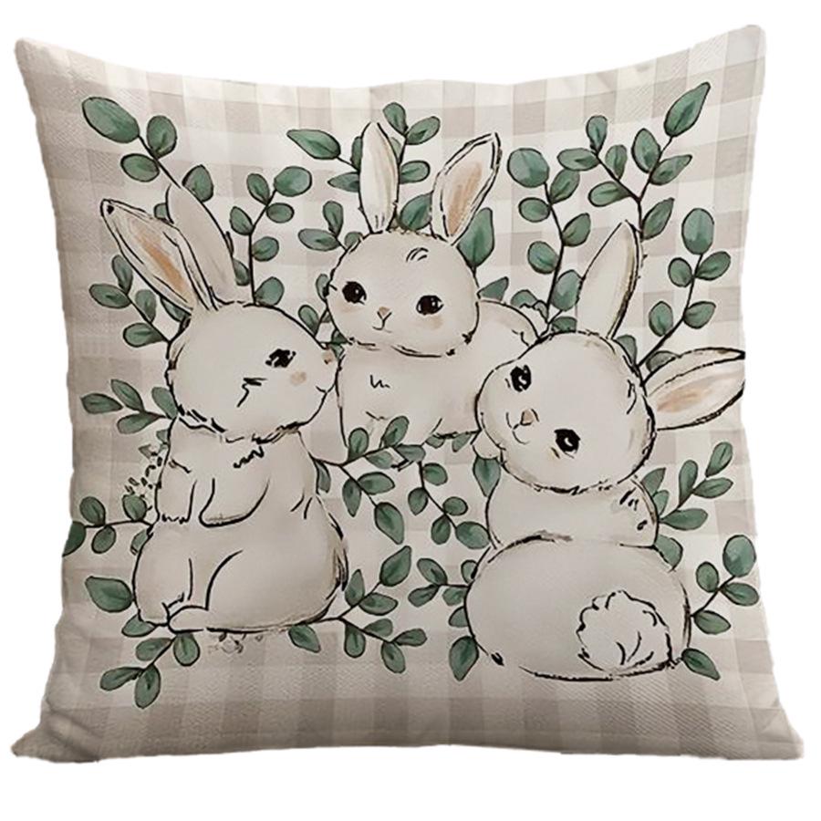 Grenzüberschreitende Osterhase Eierdruck Plüschkissenbezug - Feiertags-Sofakissenbezug