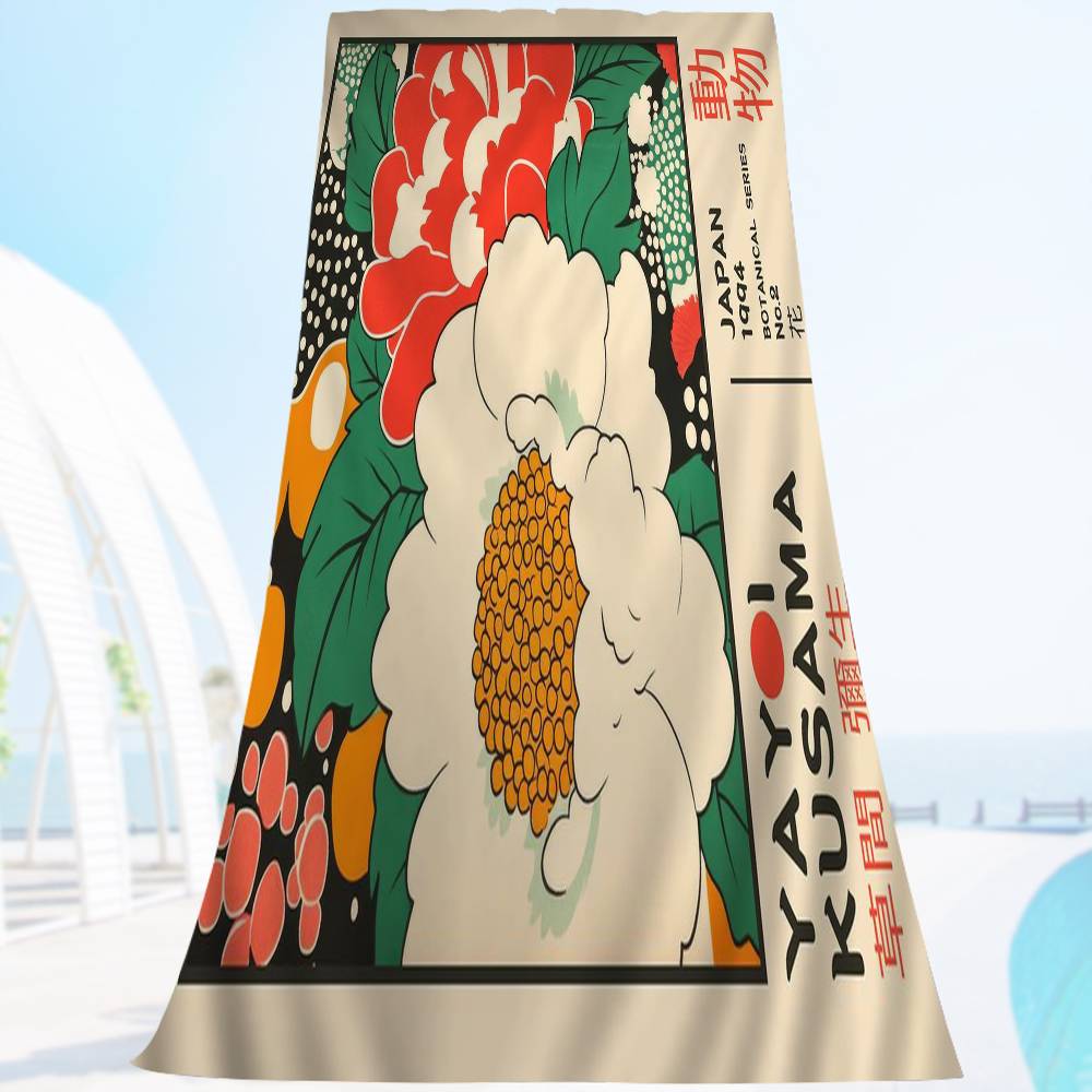 Y-Yayois K-Kusamas Art Exhibition Bath Towel Microfiber Soft Water Absorbing Breathable For Girl Kids Decorative Cartoon Beach Towel