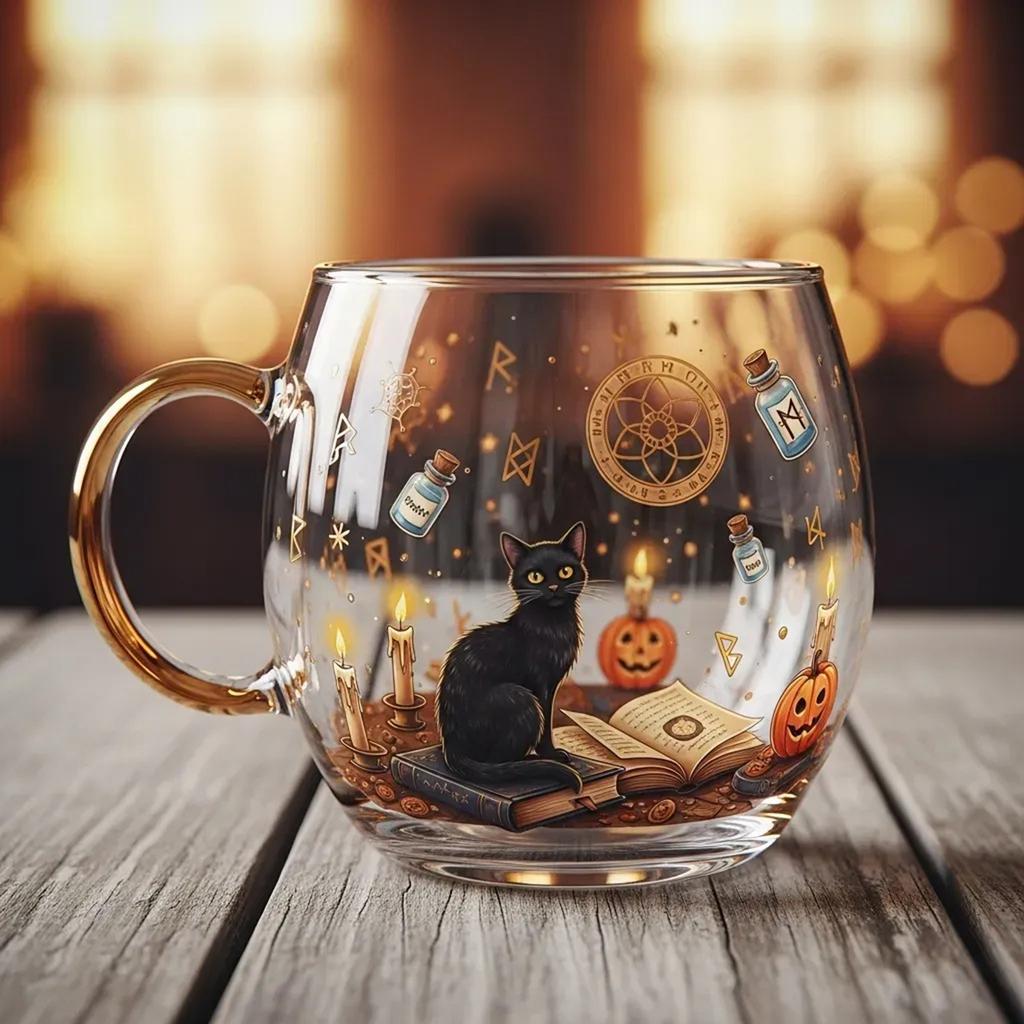 Halloween Themed Painted Glass Cup For Dining Parties Dishwasher Safe 200ml Capacity Painted Glassware