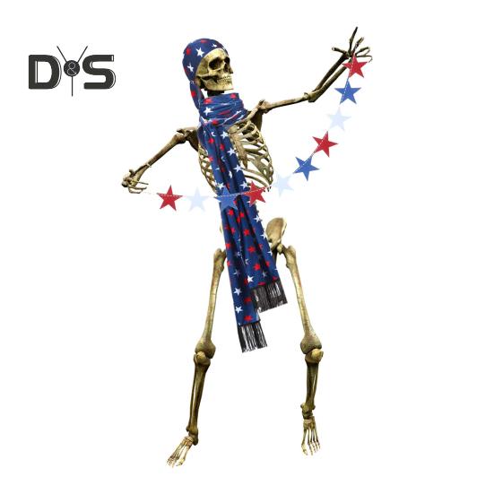 

12-футовый скелет в День памяти, аксессуары для одежды, патриотический костюм скелета в День независимости, комплект для украшения 4 июля A