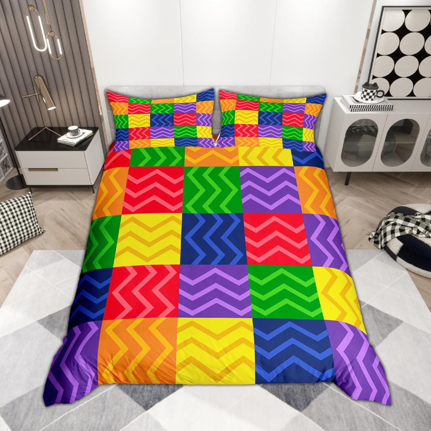 Homewish Modern Geometric Duvet Cover Set 2Pcs/3Pcs Abstract Artwork Bedding Contemporary Minimalism Quilt Cover Set