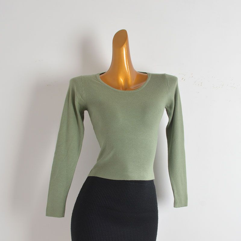 Pure Desire Style Sexy Round Neck Knitwear Women's Spring & Fall New Arrival Silm Stylish Open Back Cut Out Versatile Bottoming Top