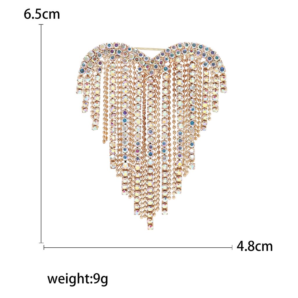 Stilvolle Strass Liebesbroschen für Damen Unisex Quaste Valentinstag Herz Anstecknadeln Bankett Party Rucksack Geschenke Schmuck Accessoires