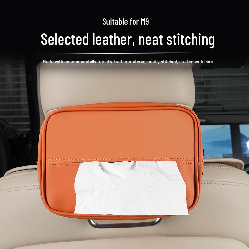 AITO M Car Leather Tissue Holder: Headrest Strap Pull-Out Box