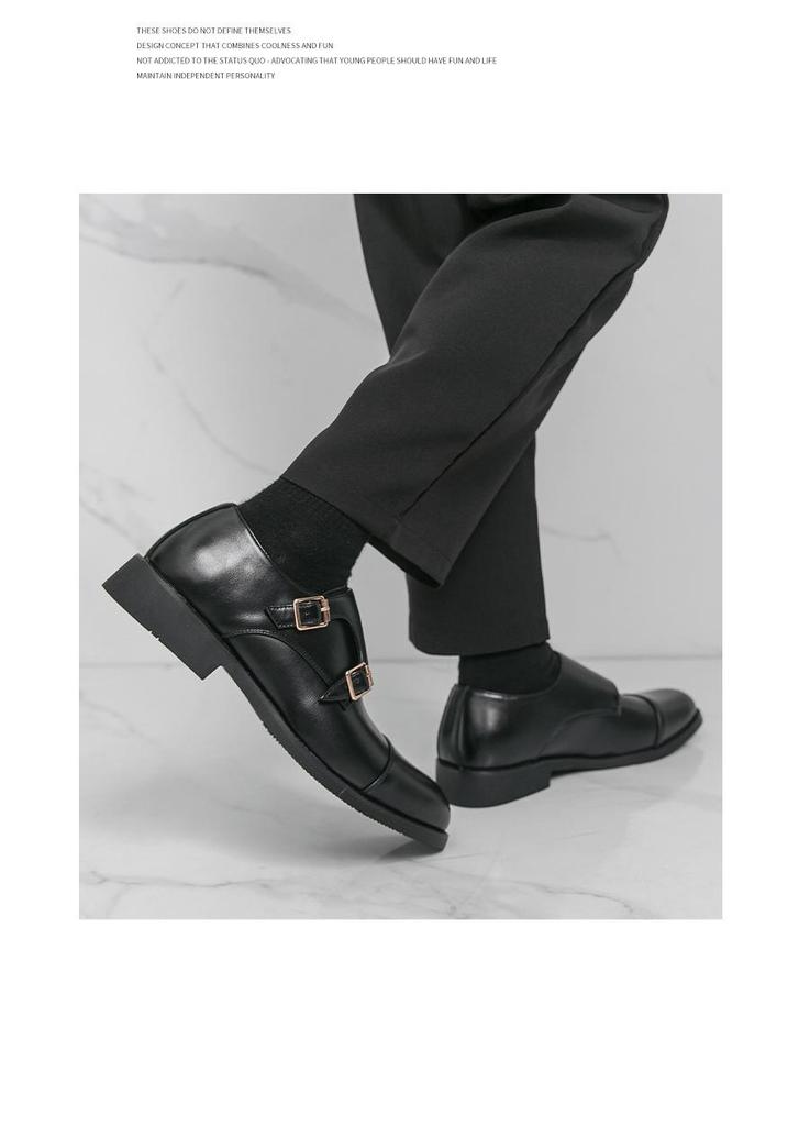 Ανδρικά Δερμάτινα Μοναχικά Παπούτσια Slip-On με Διπλή Αγκράφα - Μυτερή Μύτη, Επίσημα & Casual, Άνοιξη/Φθινόπωρο.