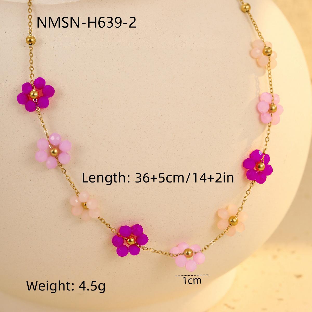 GEMCHIC Women s 18K Gold Plated Stainless Steel Colorful Flower Necklace Natural Stone Titanium Steel Fashion Jewelry