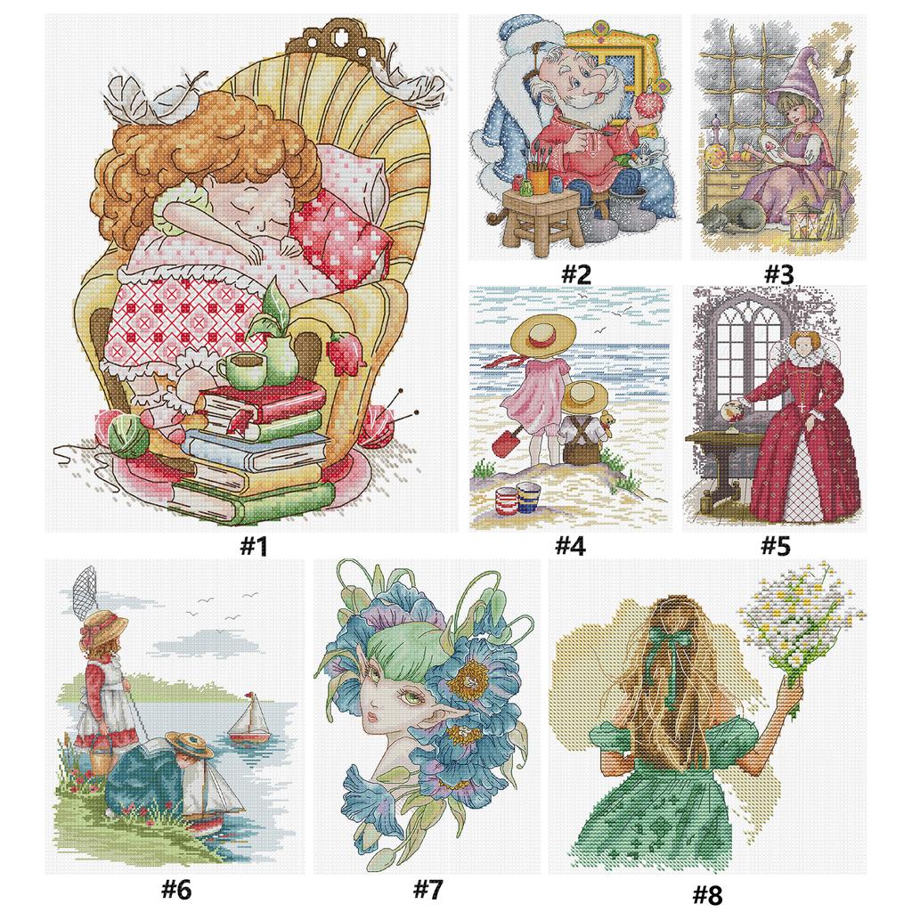 Figure Partial 14CT DIY Stamped Embroidery Needlepoint Starter Kits Cross Stitch Art and Crafts Kits for Adults Home Decor