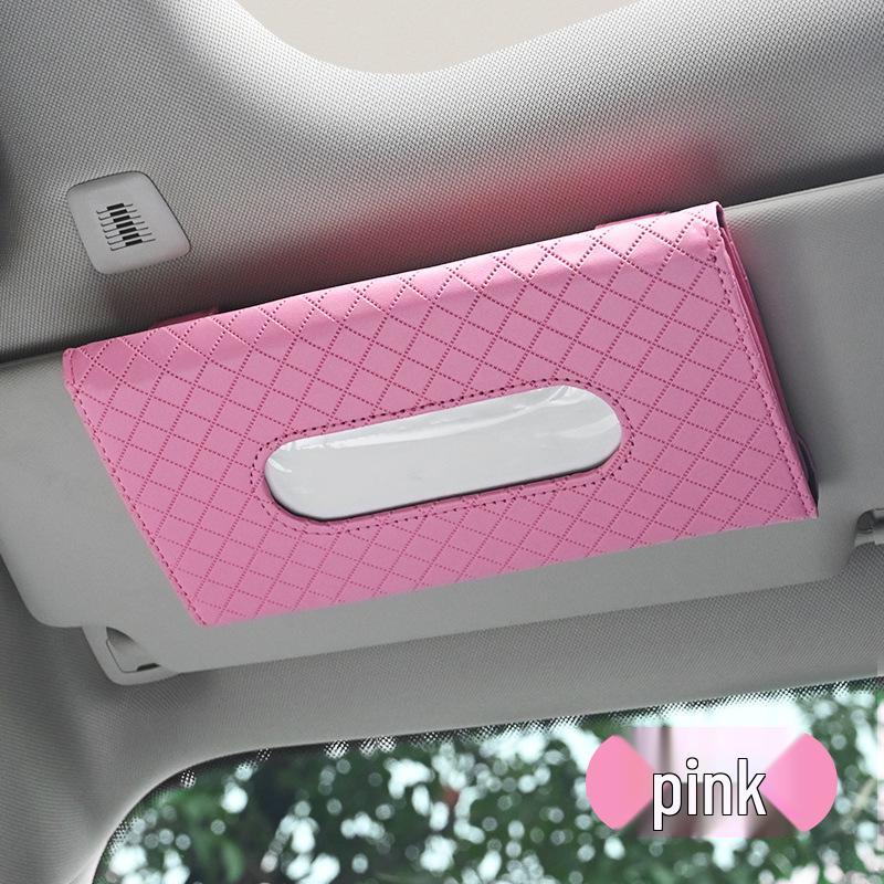 Diamond-Inlaid Leather Car Tissue Box Visor & Seat Back Holder