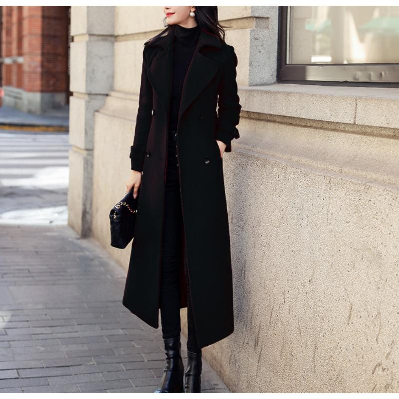

New autumn and winter thickened woolen women s coat extended quality dragon and phoenix coat S