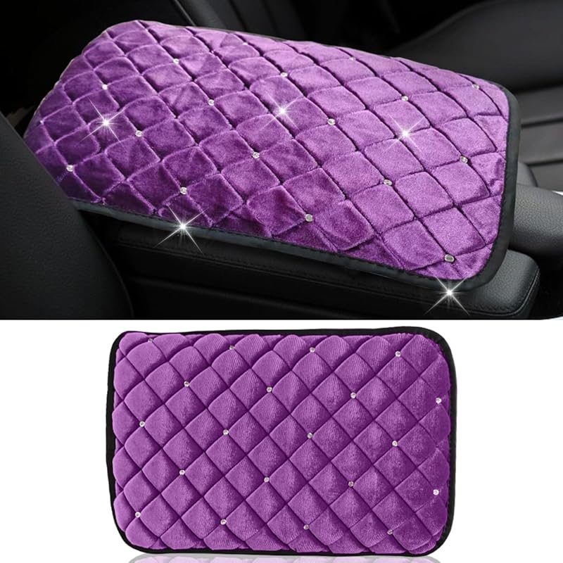 Plush Car Center Console Pad, Bling Diamond Car Armrest Cover, Soft Seat Box Cover Protector, Universal Car Interior Decoration Accessories Fit Most