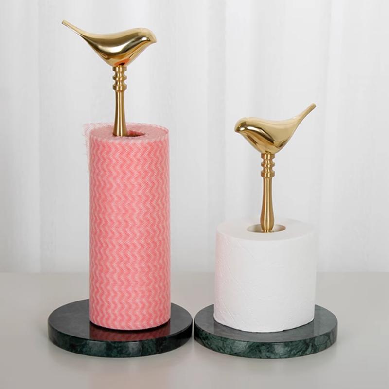 Golden Bird Vertical Tissue Holder Kitchen Storage Roll Holder Table Napkin Storage Rack Modern Home Decor Crafts Brass Material