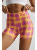 Women's High-Waist Yoga Shorts with European & American Cartoon Print
