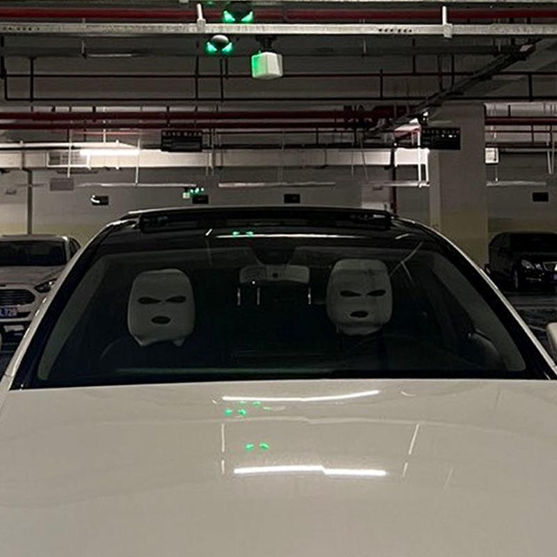 Funda universal para reposacabezas de asiento de coche, pasamontañas de 3 agujeros, cobertura completa, decoración divertida para Halloween y Navidad.