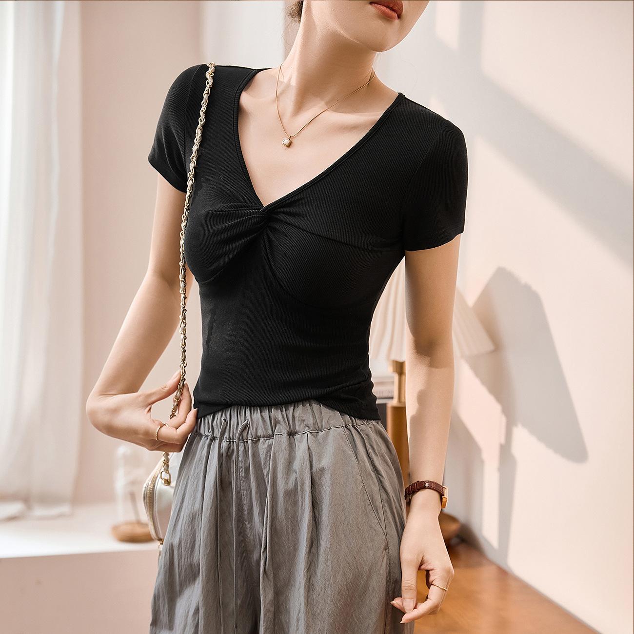 

Футболка с рукавами женская с высокой талией, короткая, летняя, новая, нижняя часть рубашки, верхняя часть XXL