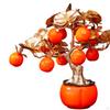 Feng Shui Persimmon Tree Statue Artificial Bonsai Fortune Plant Sculpture Resin for Home Decor