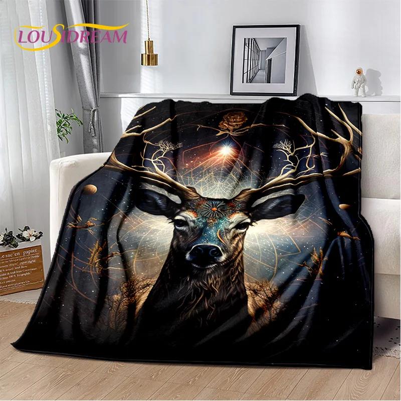 3D Dream Forest Christmas Elk Sika Deer Soft Plush Blanket,Flannel Blanket Throw Blanket for Living Room Bedroom Bed Sofa Cover
