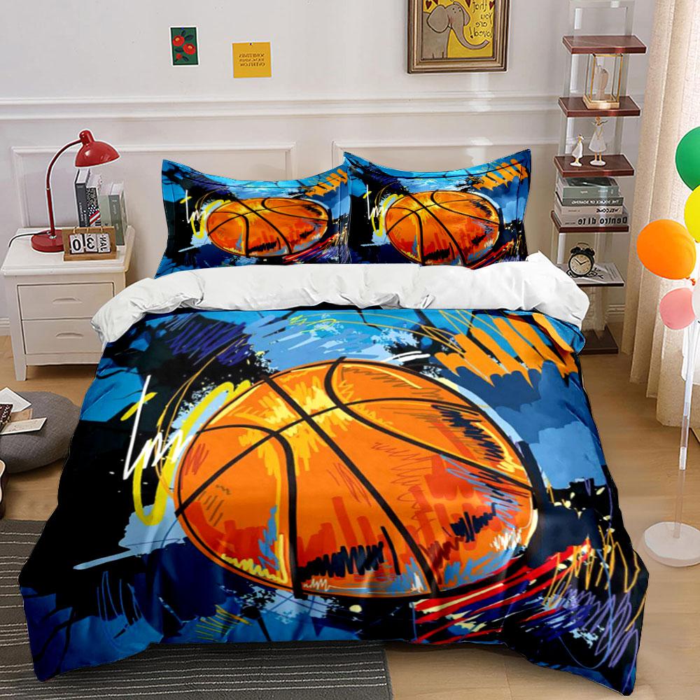Basketball Abstrakte Kunst Set Mehrere Größen Kinder- und Schlafzimmer für Erwachsene Exquisites 3-teiliges Bettwäsche-Set, Geschenk