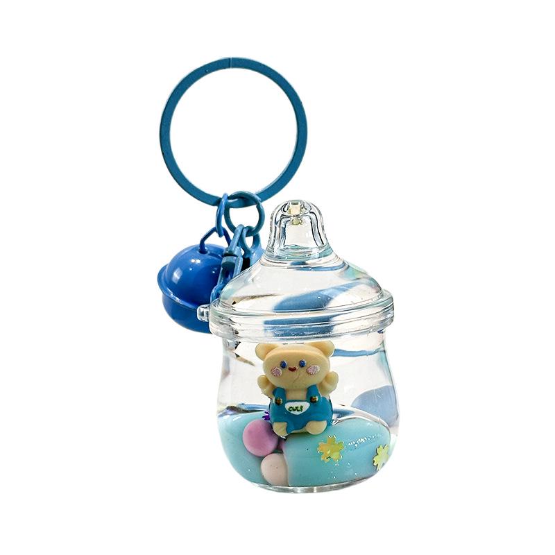 Creative Quicksand Bear Pendant Keychain - Cute Floating Drift Bottle Design