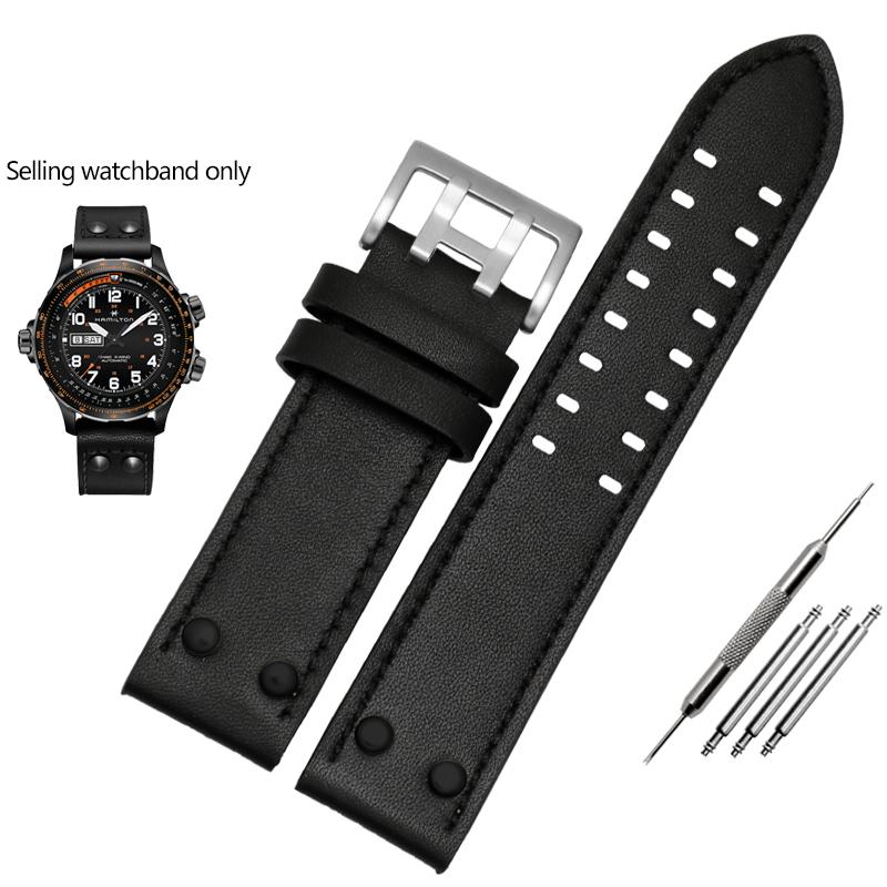 

Ремешок для часов из натуральной кожи для Hamilton Khaki Aviation Field Series Мужской ремешок для часов Браслет с заклепками Ремешок Коричневый 20 мм 22 мм 20mm