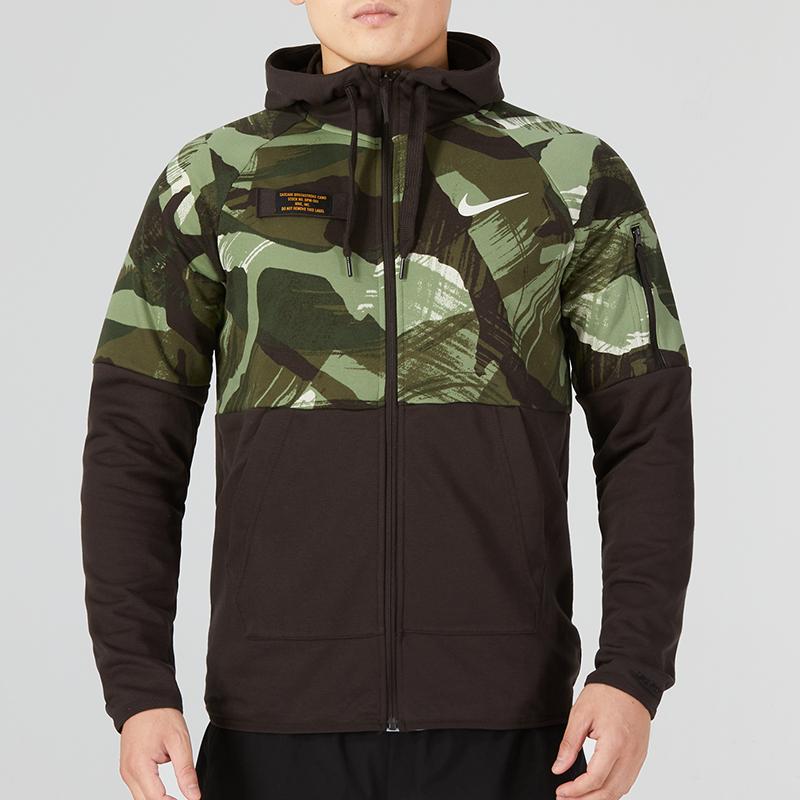 Nike Dri-FIT Camouflage Panel Fleece Hooded Jacket Men Outerwear Black DQ4791-220