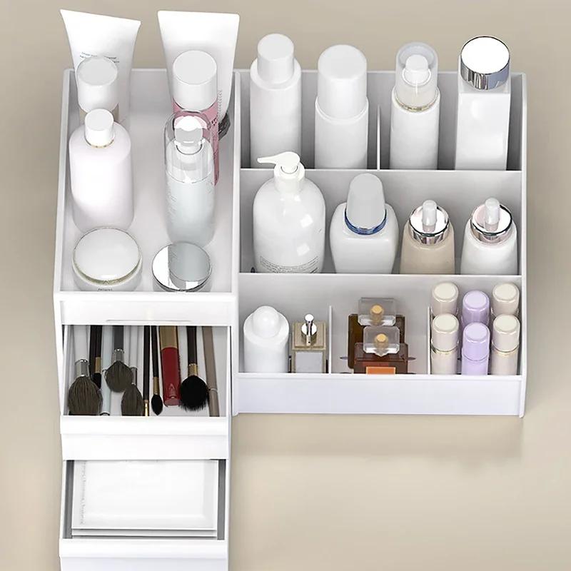 High Capacity Makeup Organizer Cosmetic Storage Box Jewelry Nail Polish Bathroom Organization Home Garden