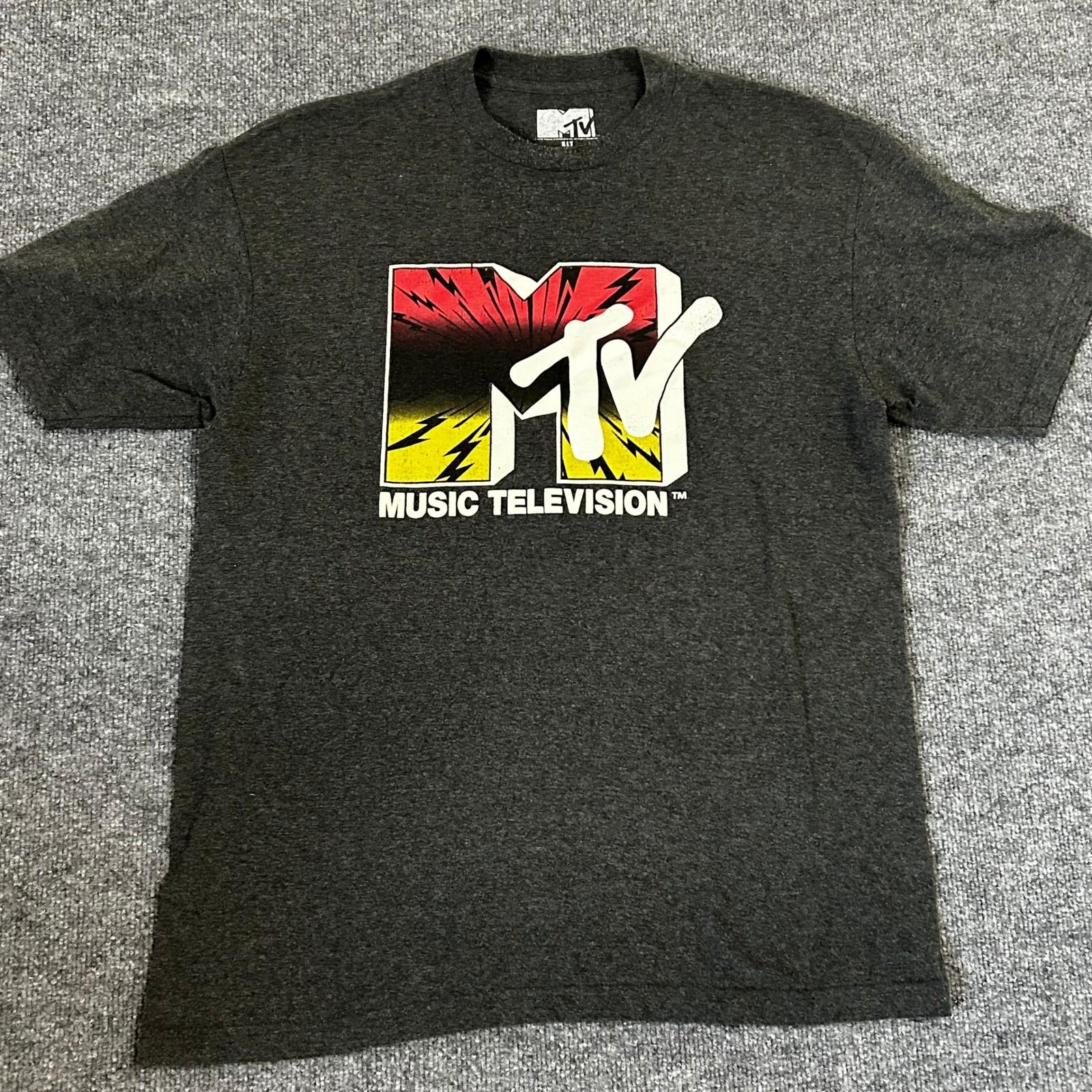 MTV T-Shirt Mens XLT Charcoal Gray Graphic Music Television Logo Short Sleeve M