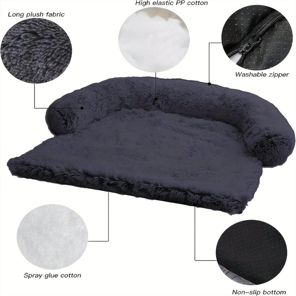 1Pc Plush Dog Bed Soft Dog Cushion Dual Purpose All-In-One Kennel Cushion Pet Sleeping Pad Cushion Sofa Protector Washable