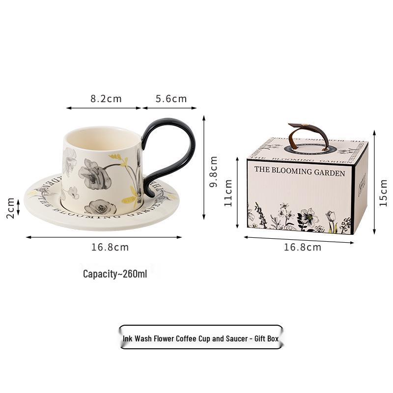 Luksusowy Zestaw Retro Ceramicznej Filiżanki do Kawy i Spodka na Popołudniową Herbatę - Eleganckie Pudełko Prezentowe w Zestawie